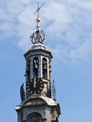 Fototapeta na wymiar Amsterdam Church Clock Tower