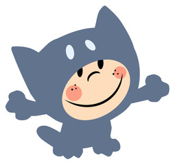 Child Dressed Iin Cat Suit