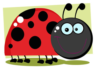 Ladybug Cartoon Character With Background