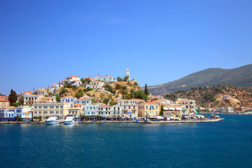 View on Poros and Galatos, Greece