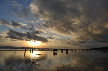 Dramatic sunset at Kuta Beach Bali