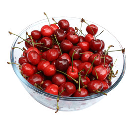 Obraz na płótnie Canvas sweet cherries in glass plate