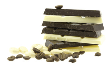 dark and white chocolate isolated on white