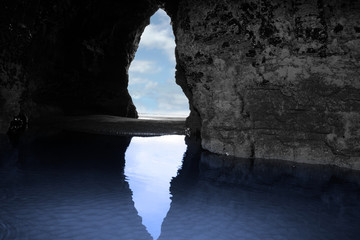 inside cliff cave