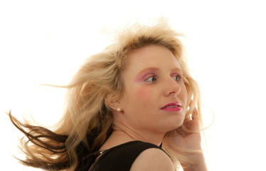 frau im Wind