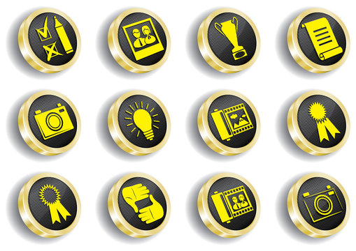 golden web icon set (vector, CMYK)