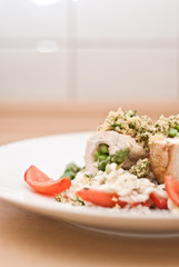 Cordon bleu mit grünem Spargel