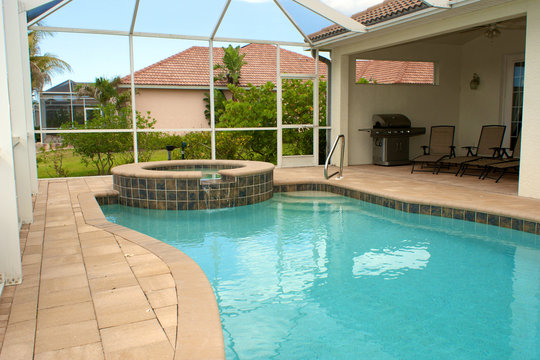 swimming pool and sitting area