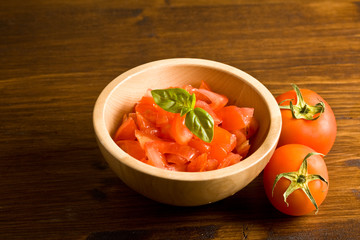 Pomodori tagliati a cubetti