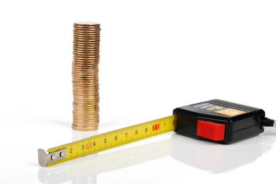 stack coins with ruler