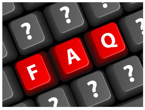 "FAQ" keys on keyboard (helpdesk support tech online)