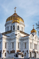 a facade of beautiful church is in Moscow