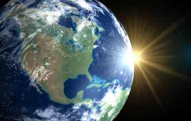 Earth and sun. Space sunrise America - 23215041