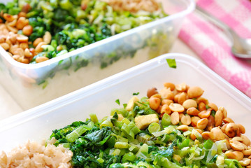 Packed meal boxes of vegetables