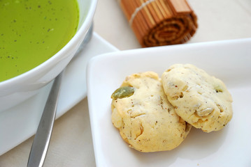Cookies with healthy green tea