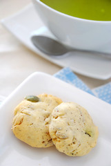 Healthy cookies on plate with utensils