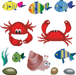 Icons sea animals.