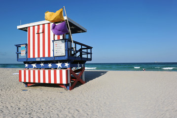 13th Street Lifeguard station on South Miami Beach, Florida