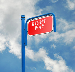 Road sign for right way