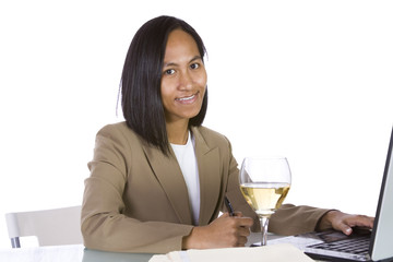 Businesswoman at Her Desk Working