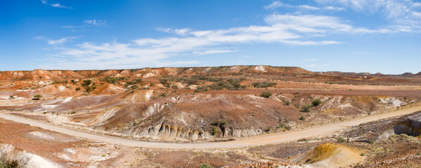 Fototapeta premium Panorama of Road through Painted Desert, Australia
