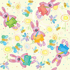 Seamless pattern of cute rabbit