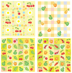 Cute seamless patterns of berries and fruts for your design.