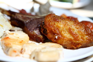 delicious meat food in a white plate