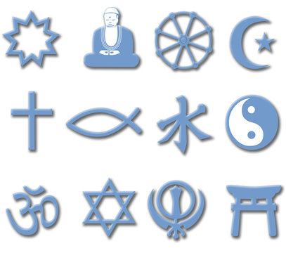 Religion Symbol Set 3D major world religions