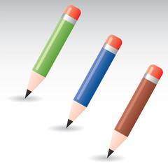 color set, pencil icon, vector illustration