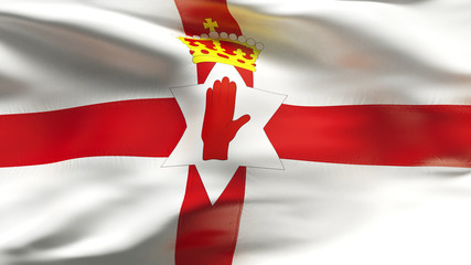 Naklejka premium Creased Northern Ireland satin flag with seams and wrinkle