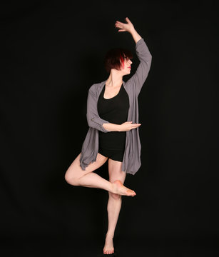 woman dancer on black background