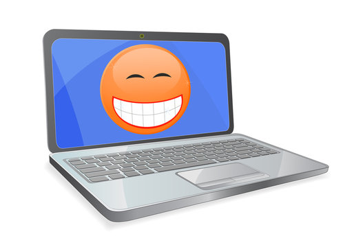 laptop with smile on screen