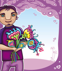 Young boy with flowers (boys series)