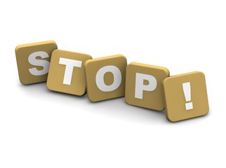 Stop text. 3d rendered illustration isolated on white.
