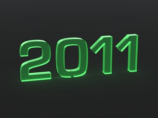 Year 2011 in luminous green letters