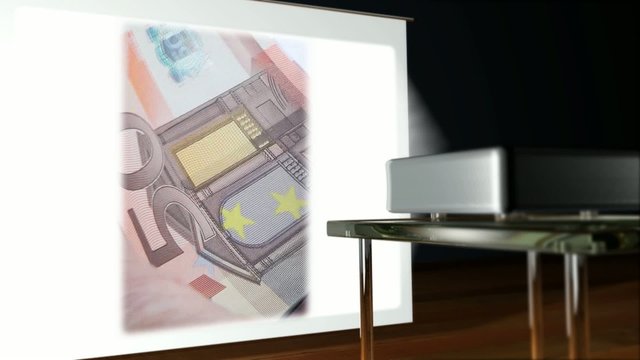 Video Projektor und Geld z&auml;hlen