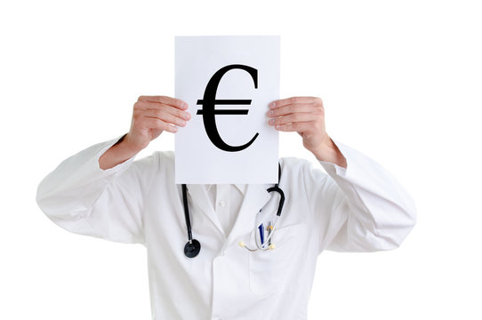 Doctor with euro sign - concept