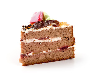 Piece of cake isolated on white background