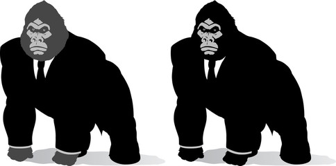 Gorilla in suit, done in a stylized format. © Danomyte