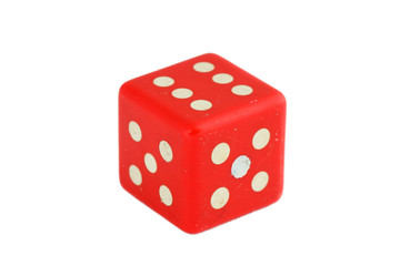 red dice on a white surface