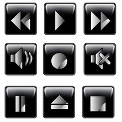 Media player button set vector