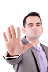 Engineer making stop sign