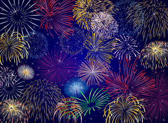Fireworks and starlit sky