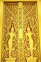 Carved wood door
