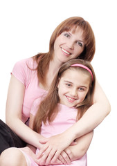 mother and child isolated on white