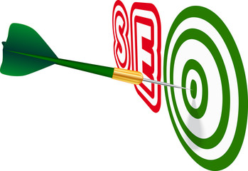 Green SEO dart. Concept of success.