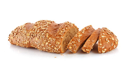 Bread with sunflower seeds isolated on white