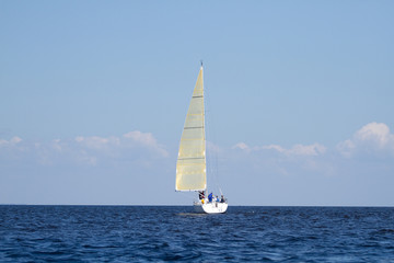 Fototapeta premium activity, adventure, blue, boat, boating, calm, calmness, clouds