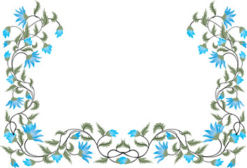 blue and green half flower frame
